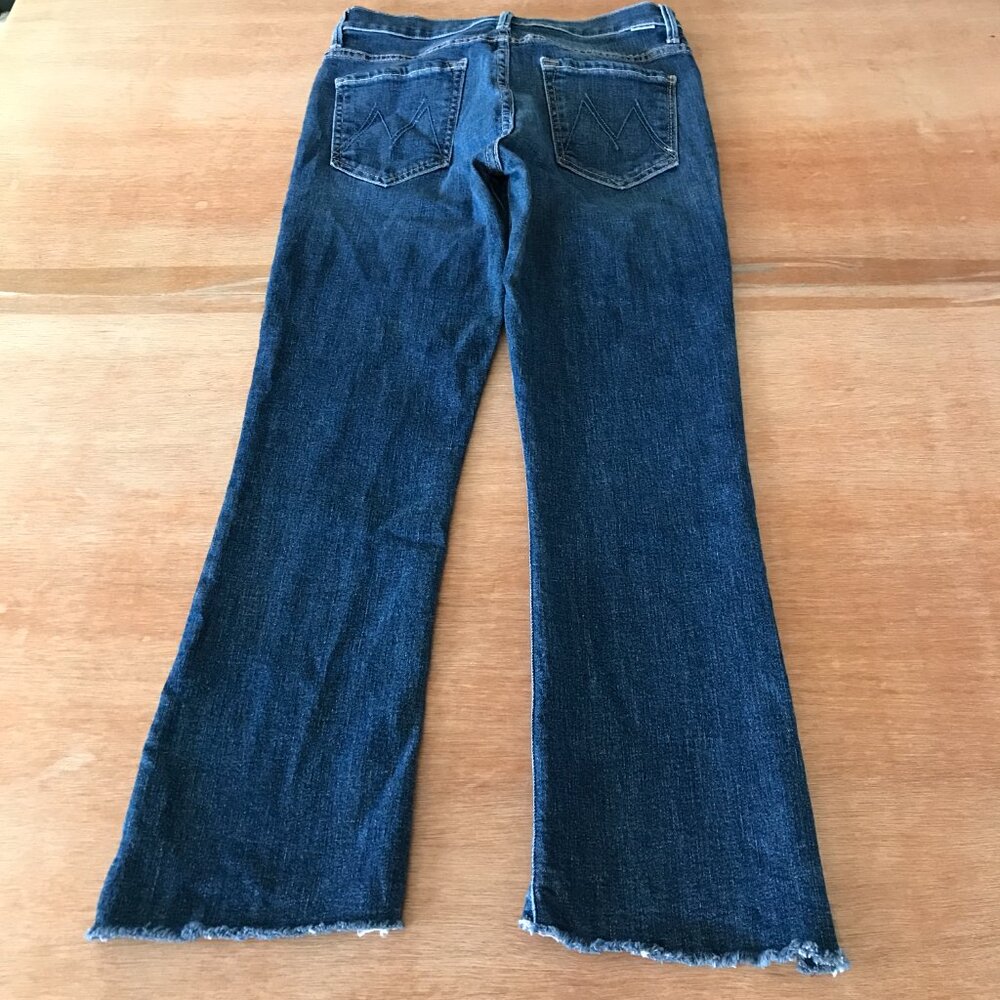 Mother The Insider Crop Step Fray Jeans Women 27 Mid Rise Dark Wash Stretch - Picture 2 of 15